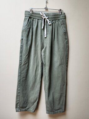Green cotton loose pants / Dian Fan
